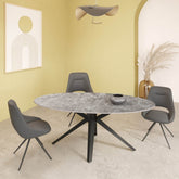Lina 180cm Grey Gloss Ceramic Oval Dining Table with Chairs